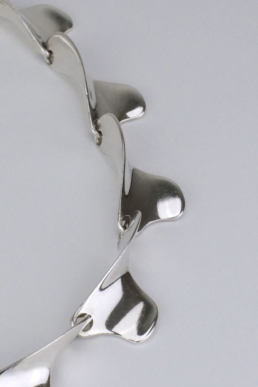 Italian modernist silver curved link necklace 1960s