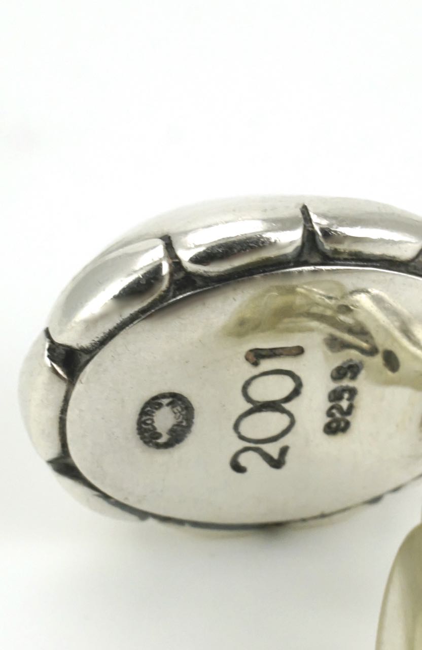 Vintage Georg Jensen Silver Stone Oval Clip Earrings Heritage Series 2001