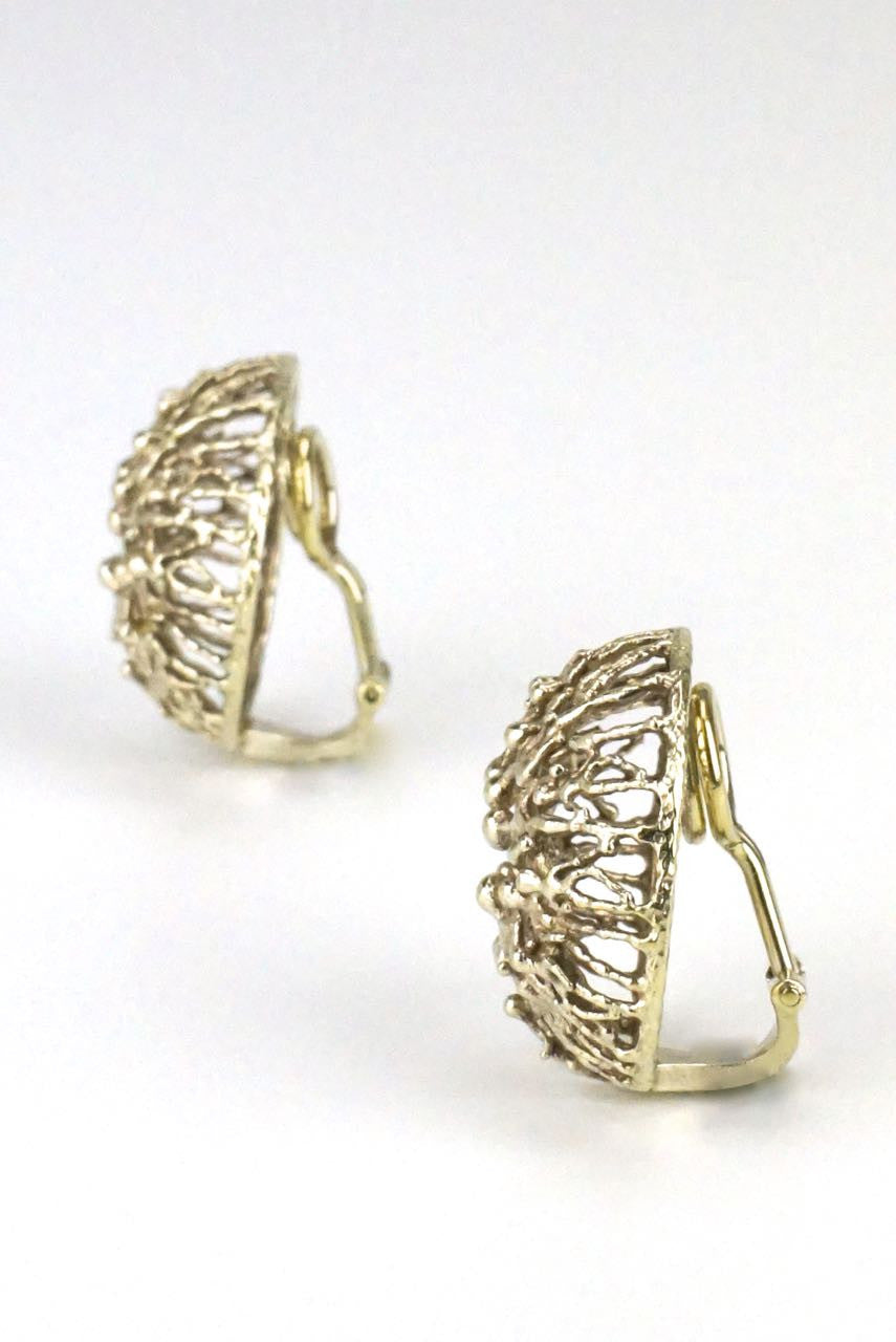 Stuart Devlin silver filigree clip earrings