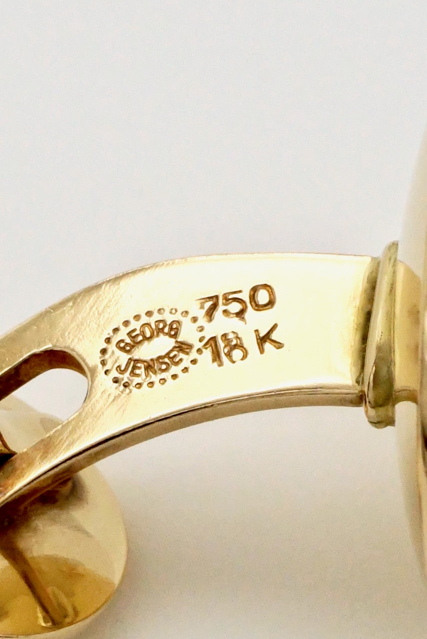 Vintage Georg Jensen Gold Concave Disc Cufflinks - design 1074C Nanna Ditzel