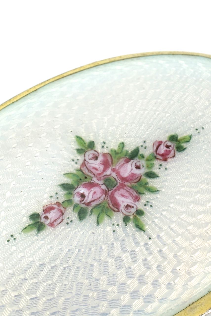 Antique Marius Hammer silver opalescent enamel oval box 1920s
