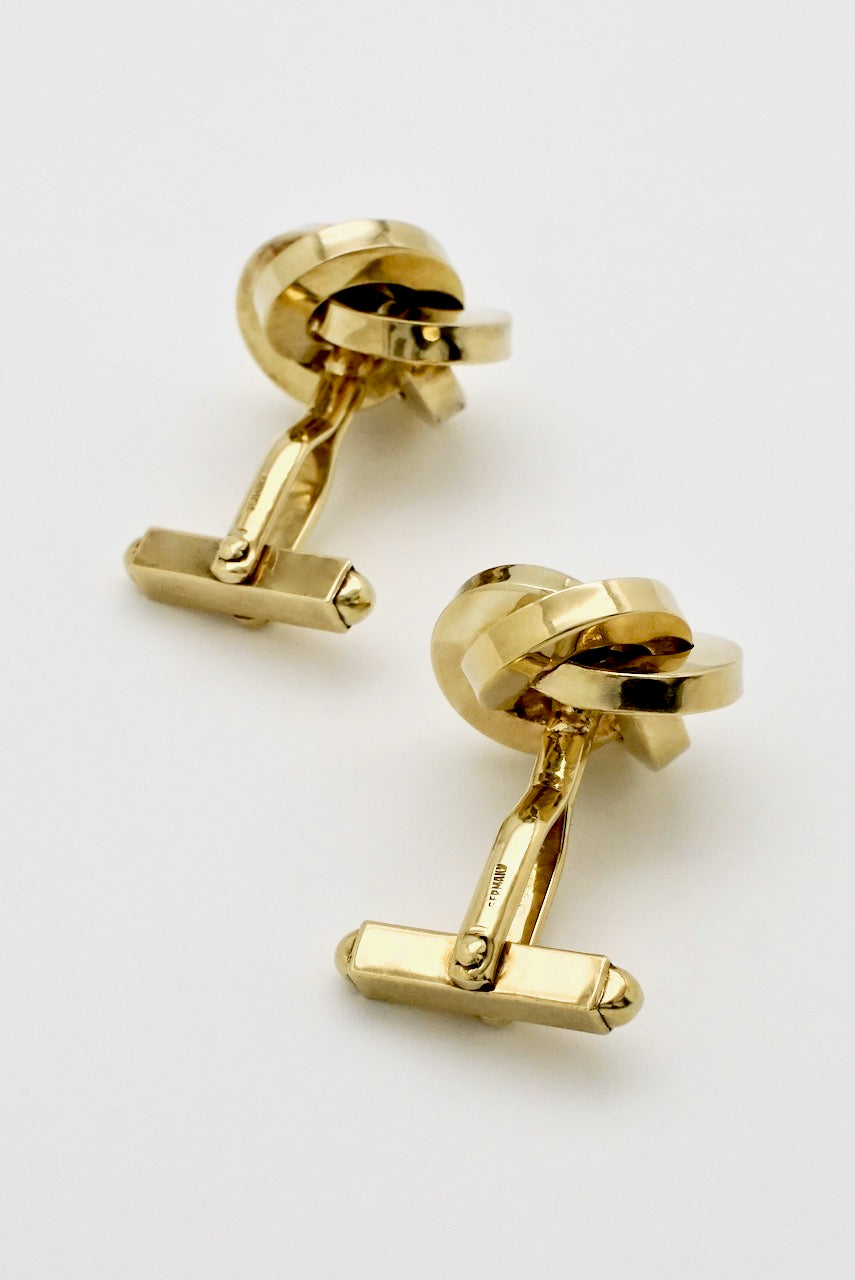Vintage German 14k Gold Knot Cufflinks - 1970s