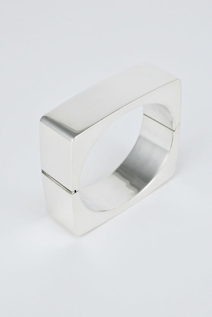 Vintage Danish Solid Silver Square Hinged Bangle