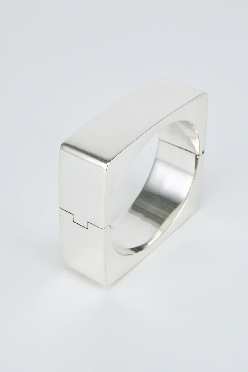 Vintage Danish Solid Silver Square Hinged Bangle