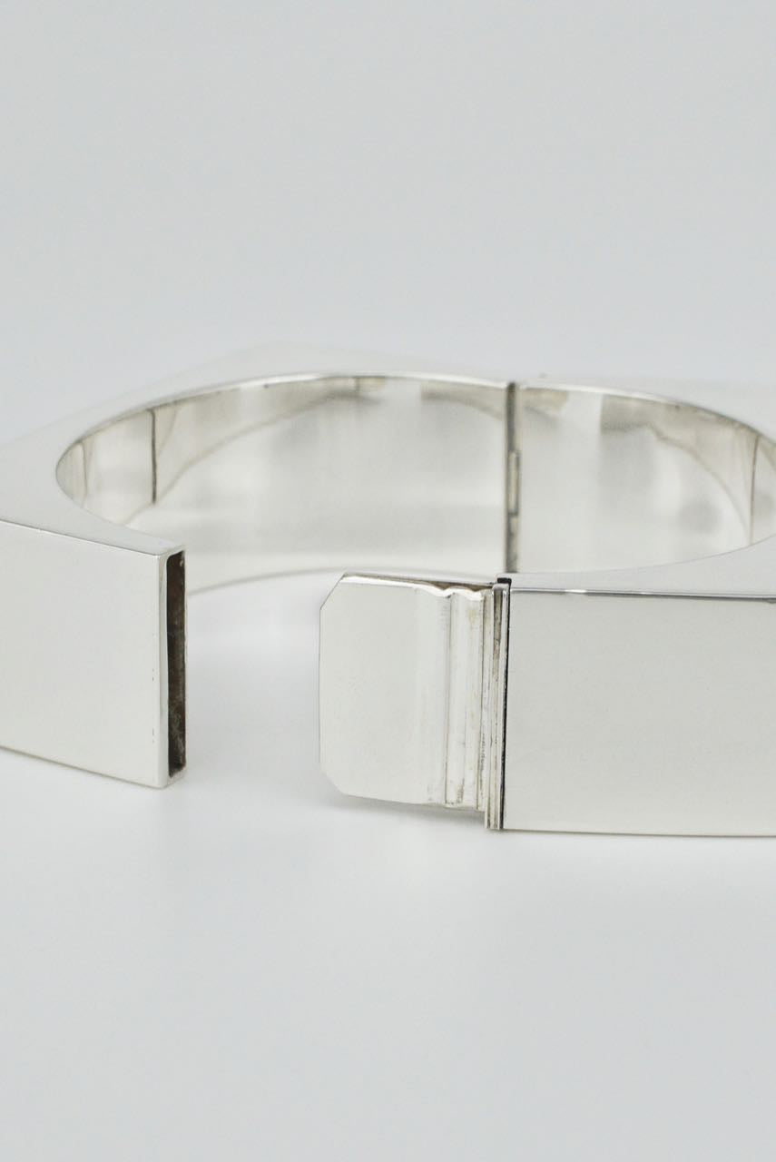 Vintage Danish Solid Silver Square Hinged Bangle