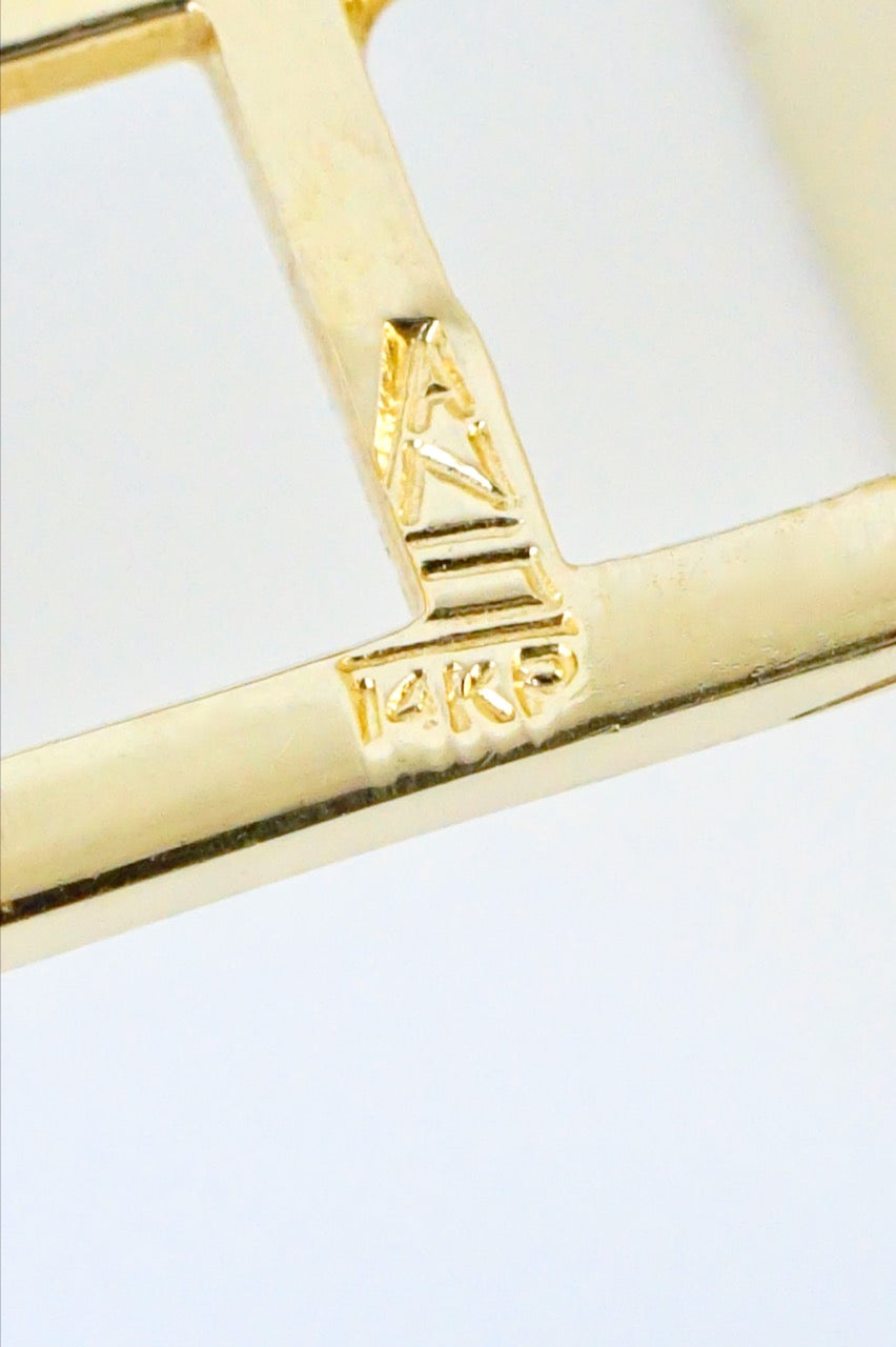 Vintage 14k Yellow Gold Lapis Lazuli Square Cufflinks 1960s