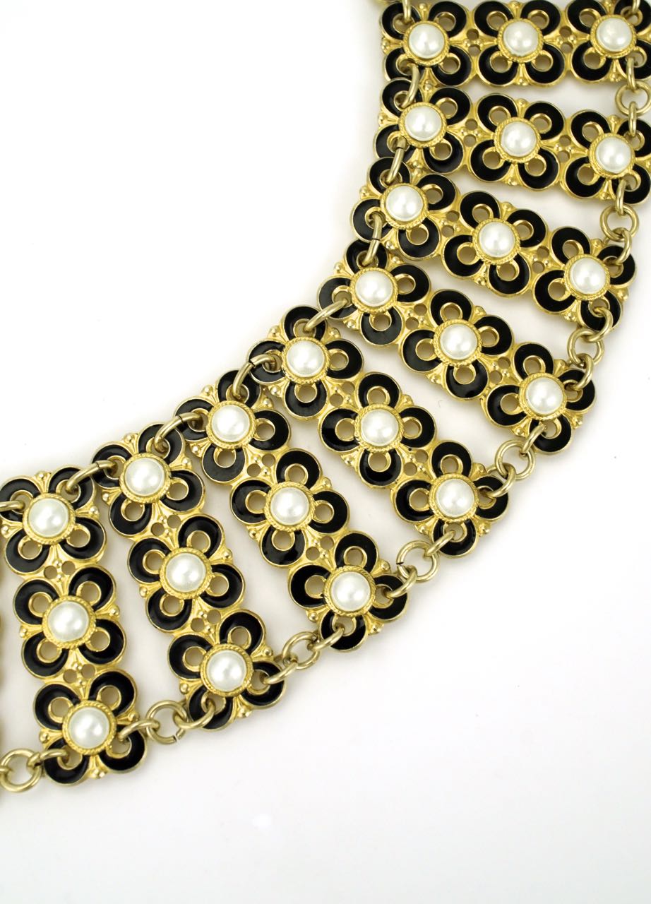 David Andersen silver and enamel pearl collier necklace 1950s