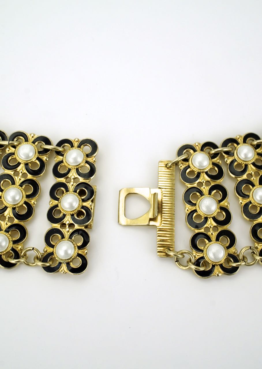 David Andersen silver and enamel pearl collier necklace 1950s
