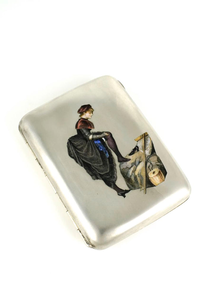 Antique Victorian solid silver and enamel erotic case 1890s