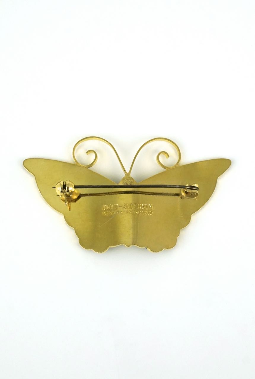 David Andersen multicoloured silver gilt enamel butterfly brooch 1960s