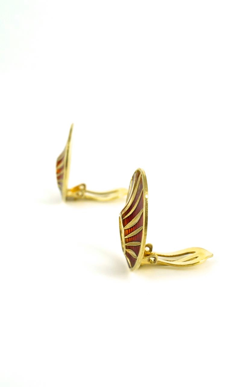 Norwegian silver and orange enamel clip earrings 1950s
