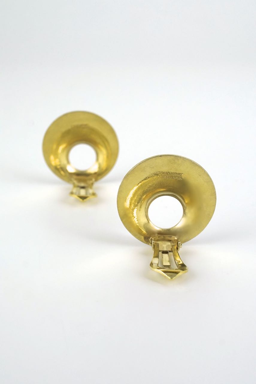 Norwegian silver and orange enamel clip earrings 1950s