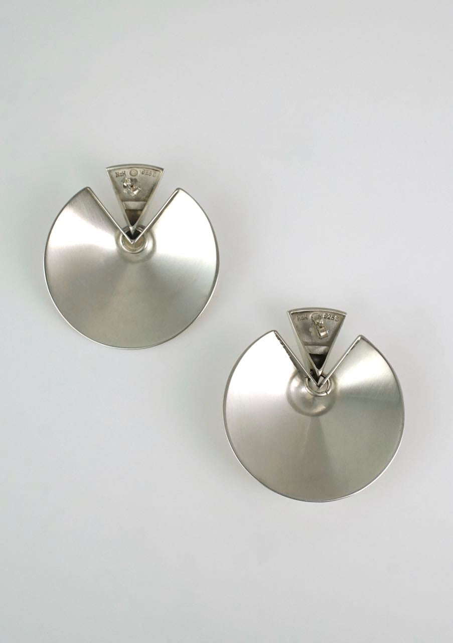 Georg Jensen large silver disc earrings - Hans Hansen 1990s