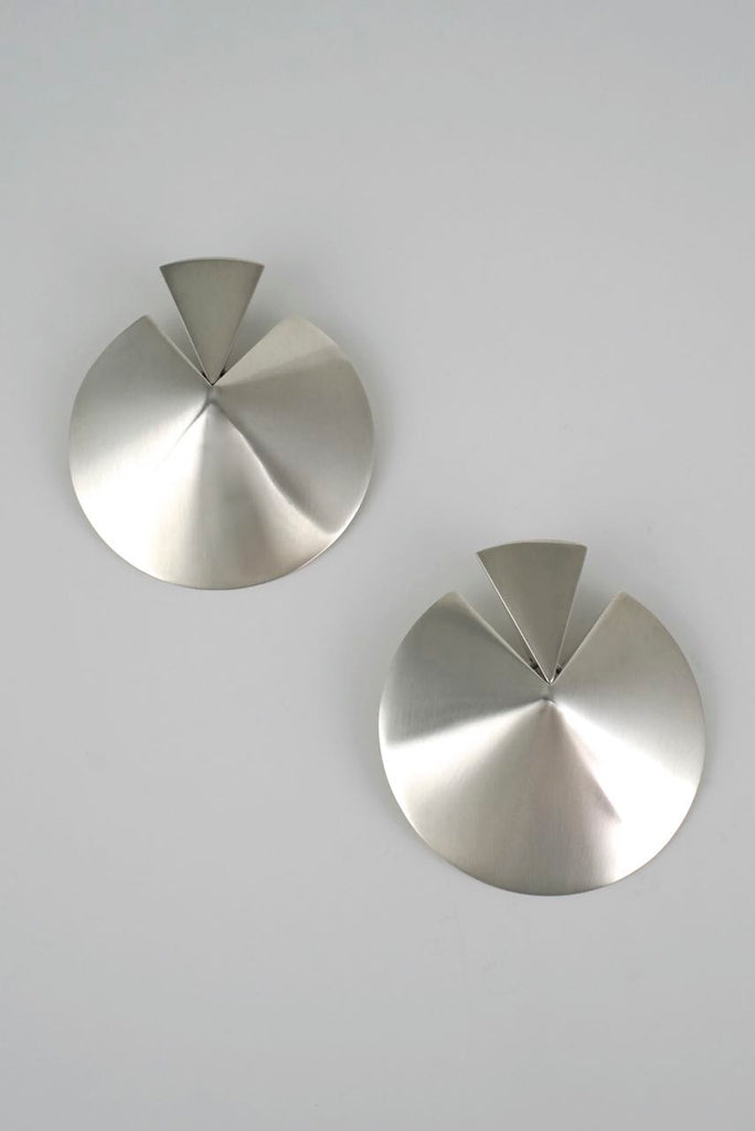Georg Jensen large silver disc earrings - Hans Hansen 1990s