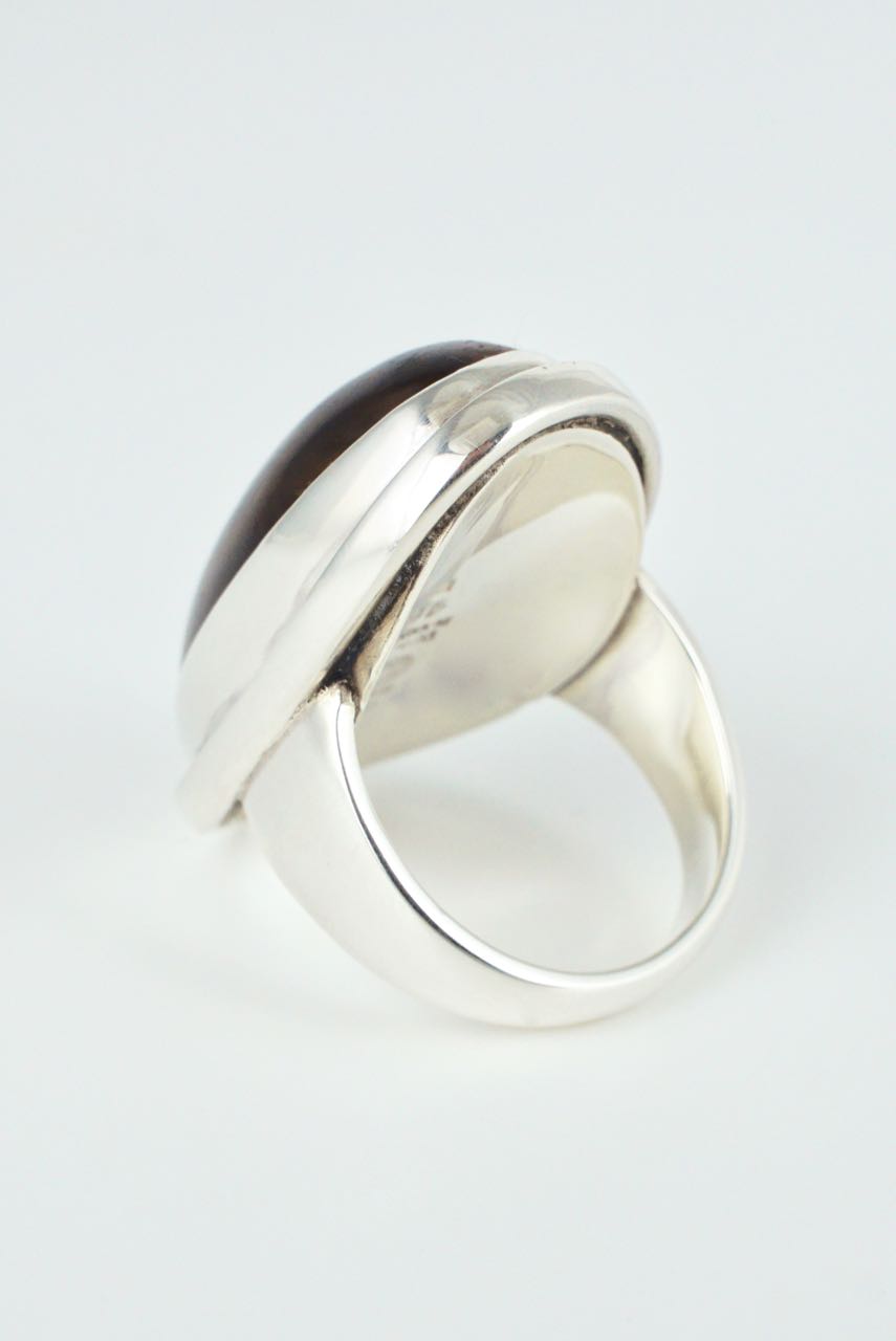 Vintage Georg Jensen Large Sterling Silver Tigers Eye Ring - Design 46E