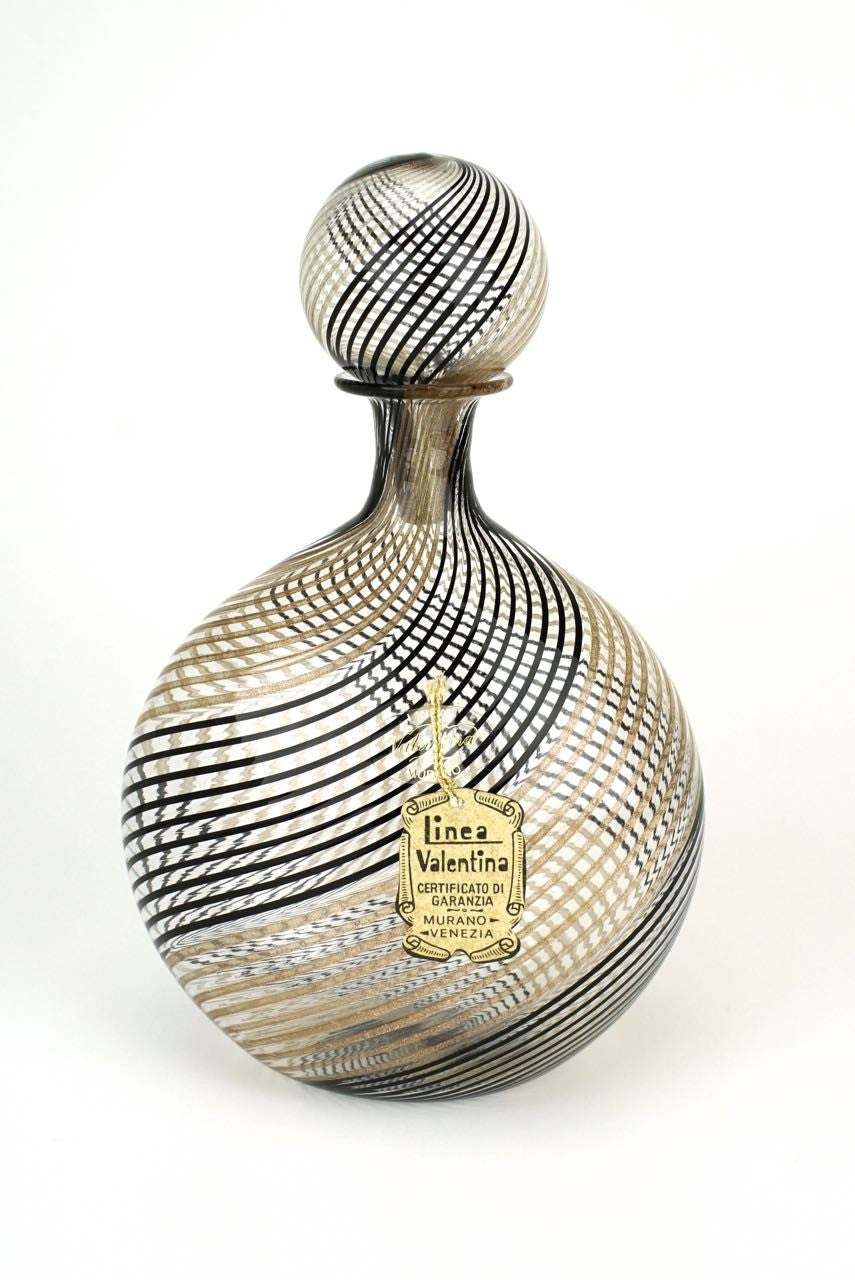 Murano latticino glass decanter Linea Valentina