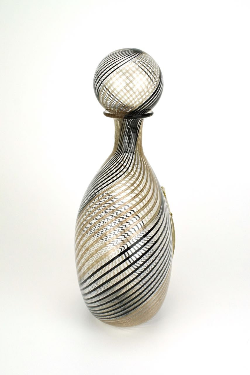 Murano latticino glass decanter Linea Valentina