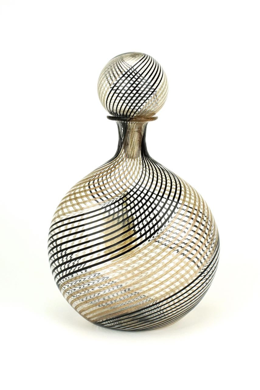 Murano latticino glass decanter Linea Valentina