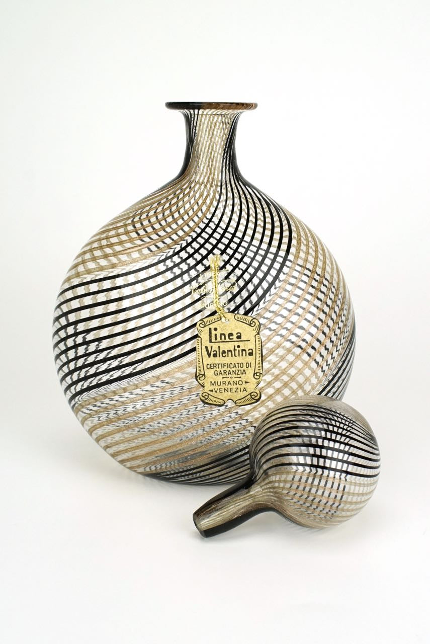 Murano latticino glass decanter Linea Valentina