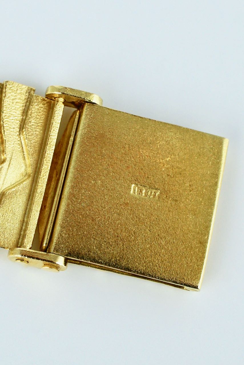 18k Yellow Gold Diamond Freeform Textured Bracelet 1970s