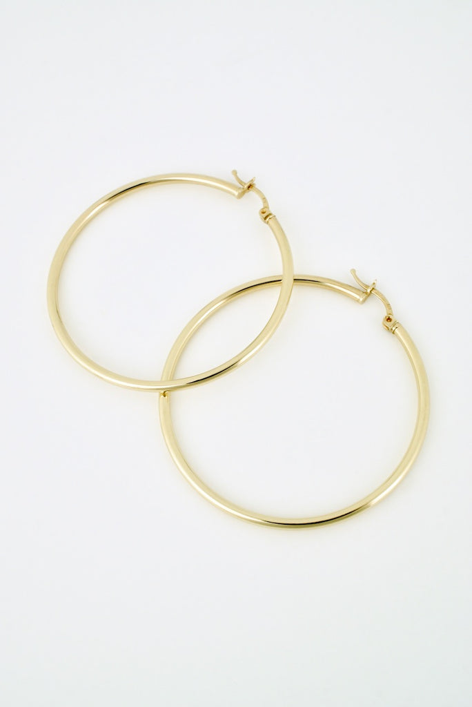 Vintage Italian 9k Yellow Gold Large Hoop Earrings