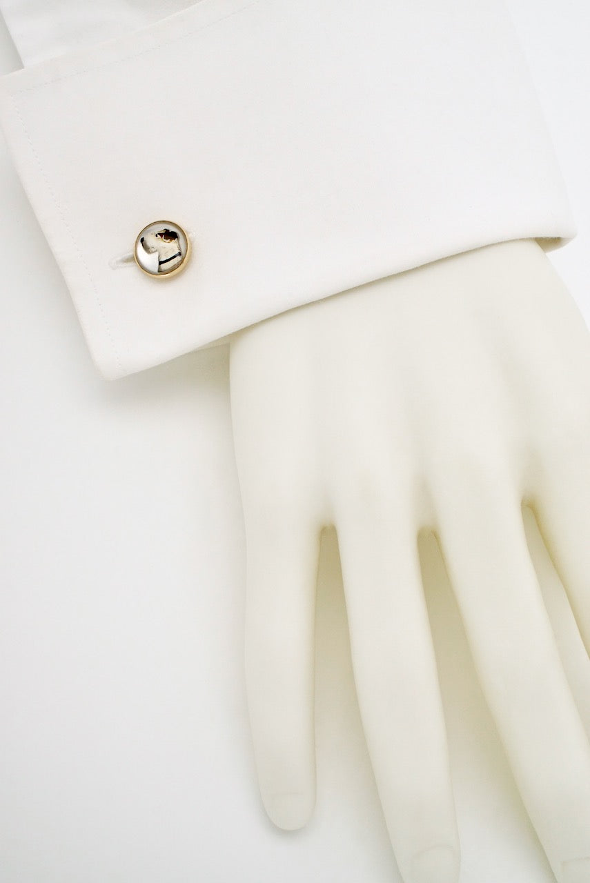 Antique 14k Yellow Gold Essex Crystal Terrier Cufflinks
