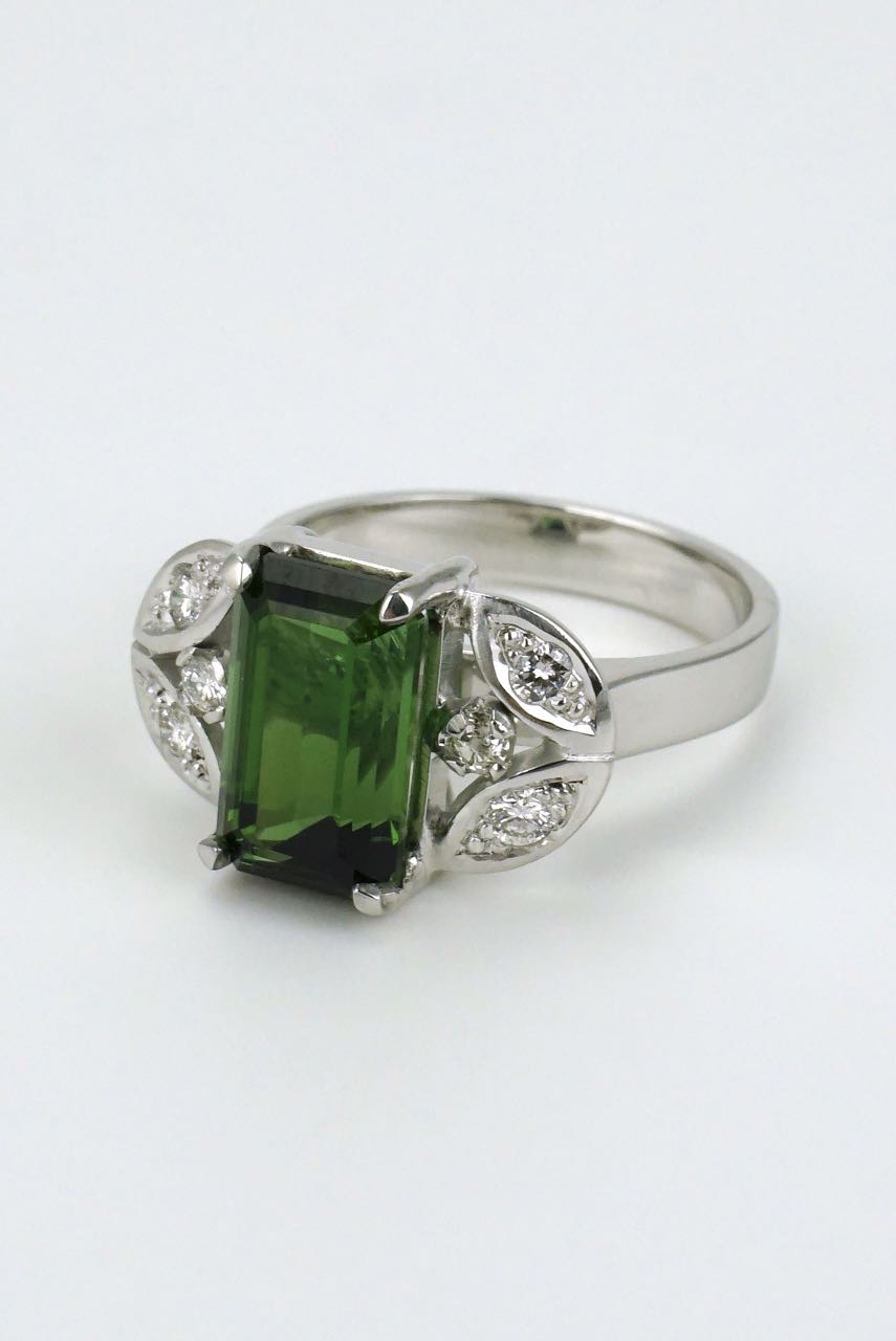Emerald Cut Green Tourmaline Engagement Ring,solid 14k Rose Gold, Vintage  Tourmaline Ring, Promise Ring,gold Plain Band Green Gemstone - Etsy