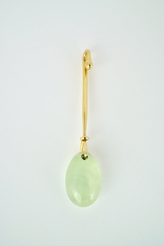 Vintage Georg Jensen 18k Yellow Gold Prehnite Dew Drop Pendant - Torun