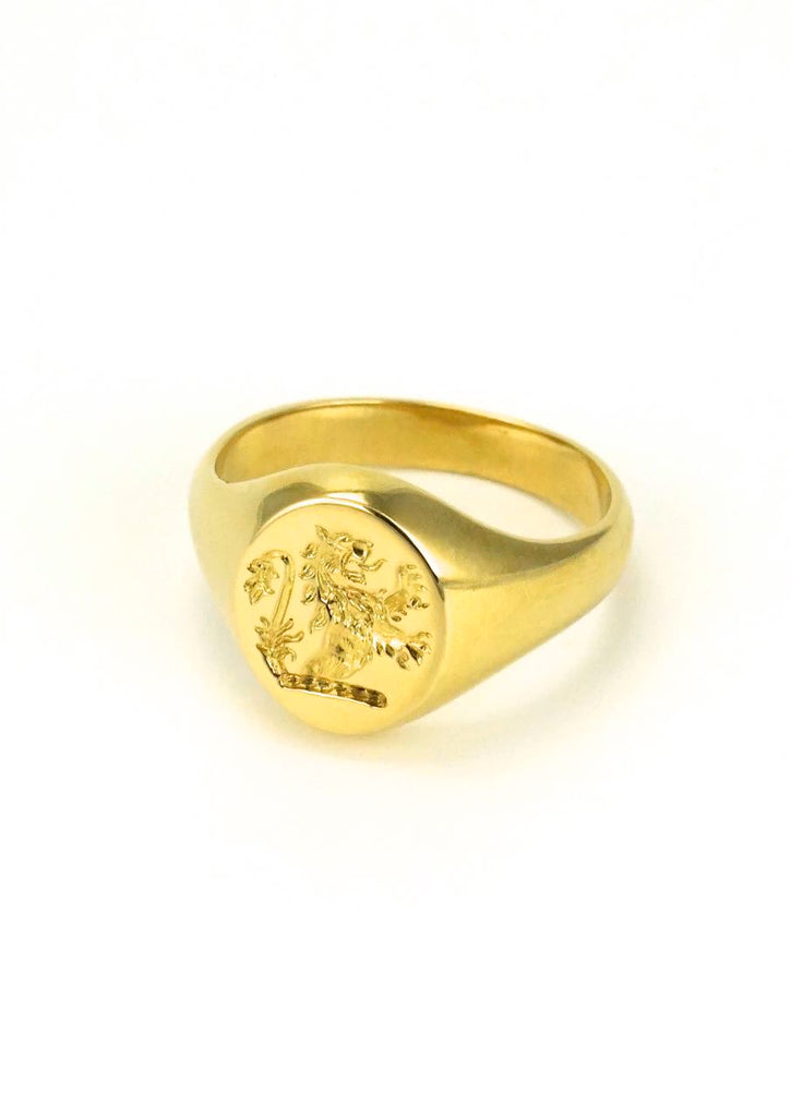 18k gold lion intaglio seal ring 1920s