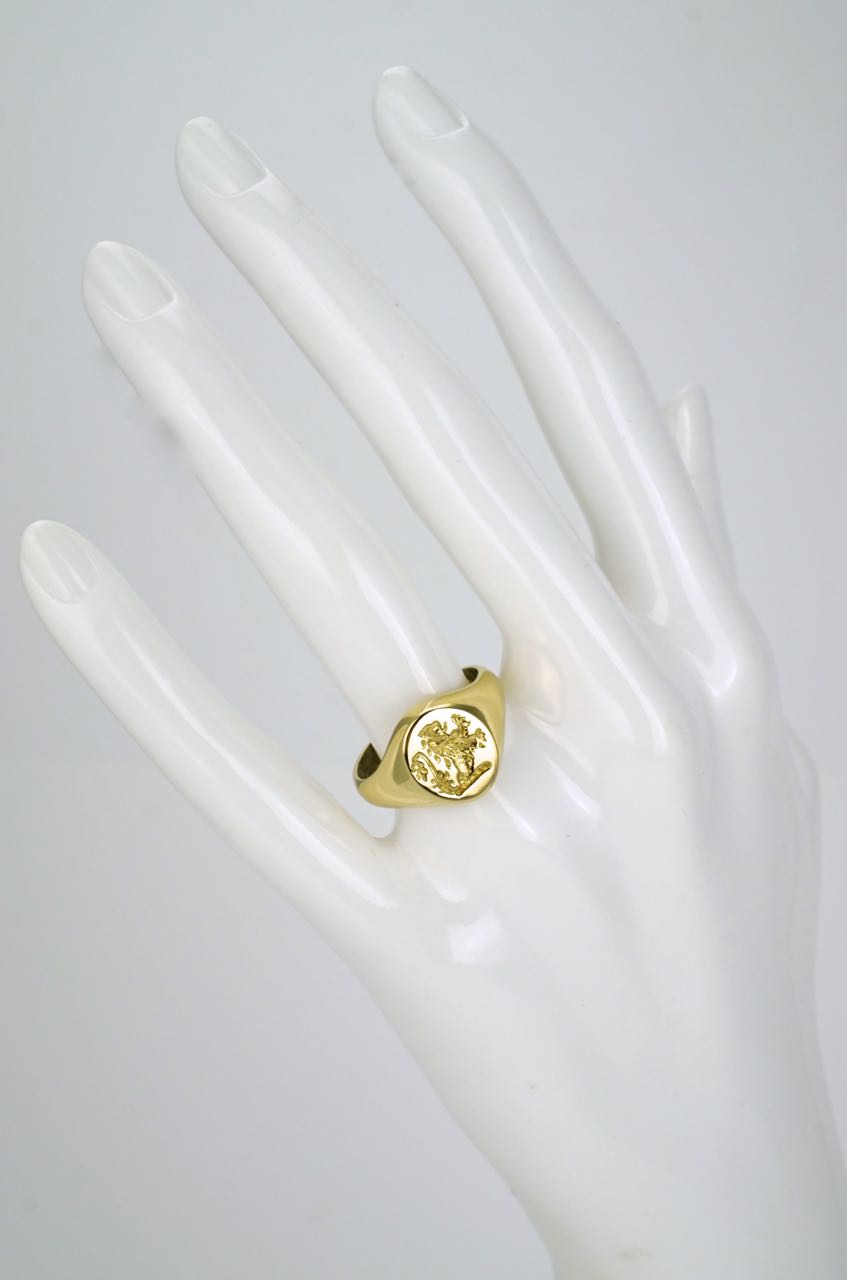 18k gold lion intaglio seal ring 1920s