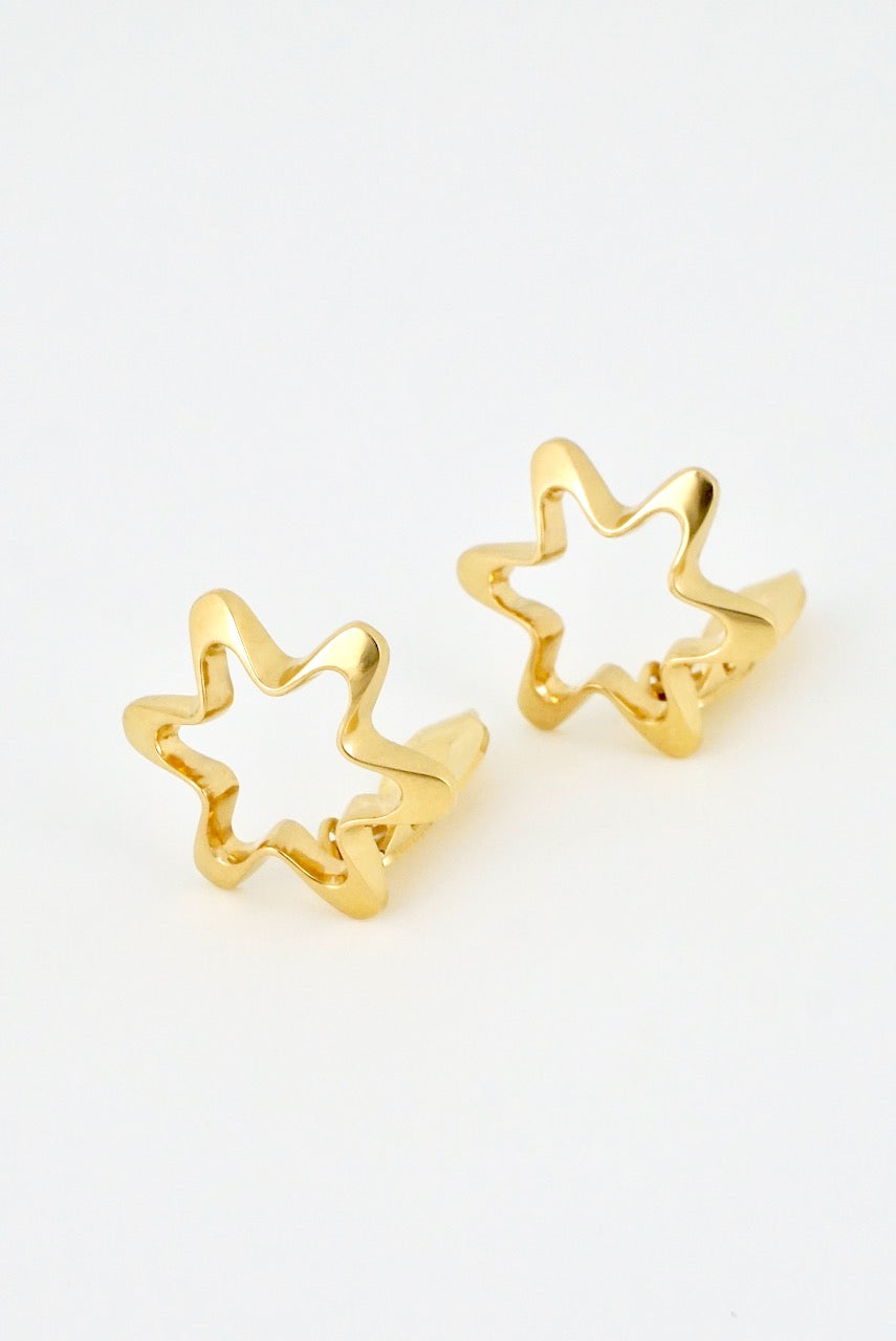 Vintage Georg Jensen 18k Yellow Gold Star Clip Earrings design 1139 Henning Koppel