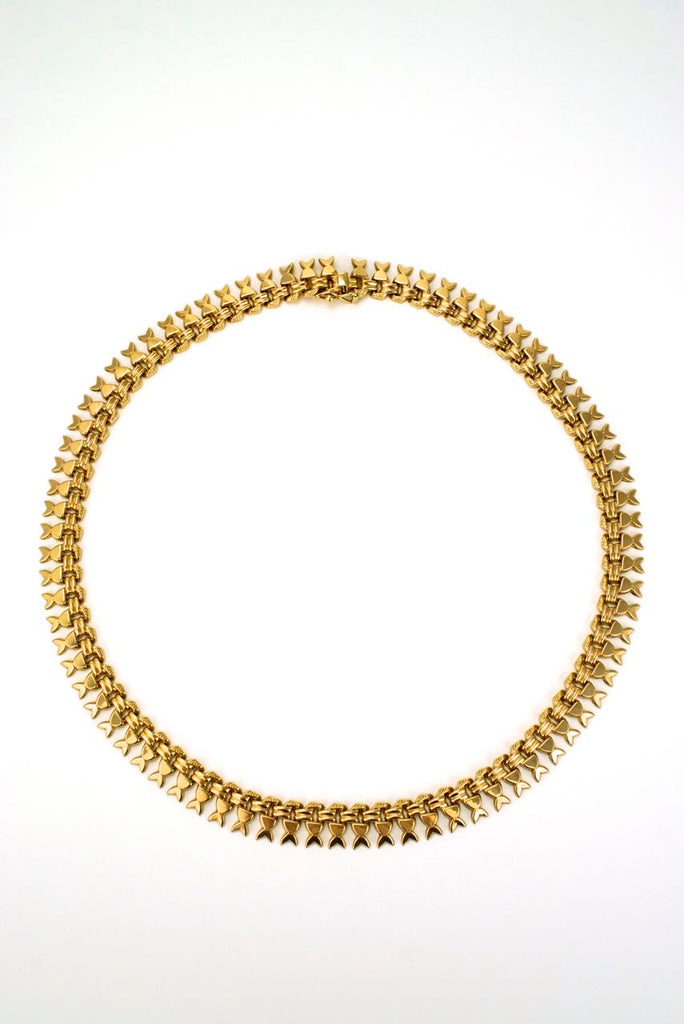 Italian 18k yellow gold fringe style necklace collar 1960s