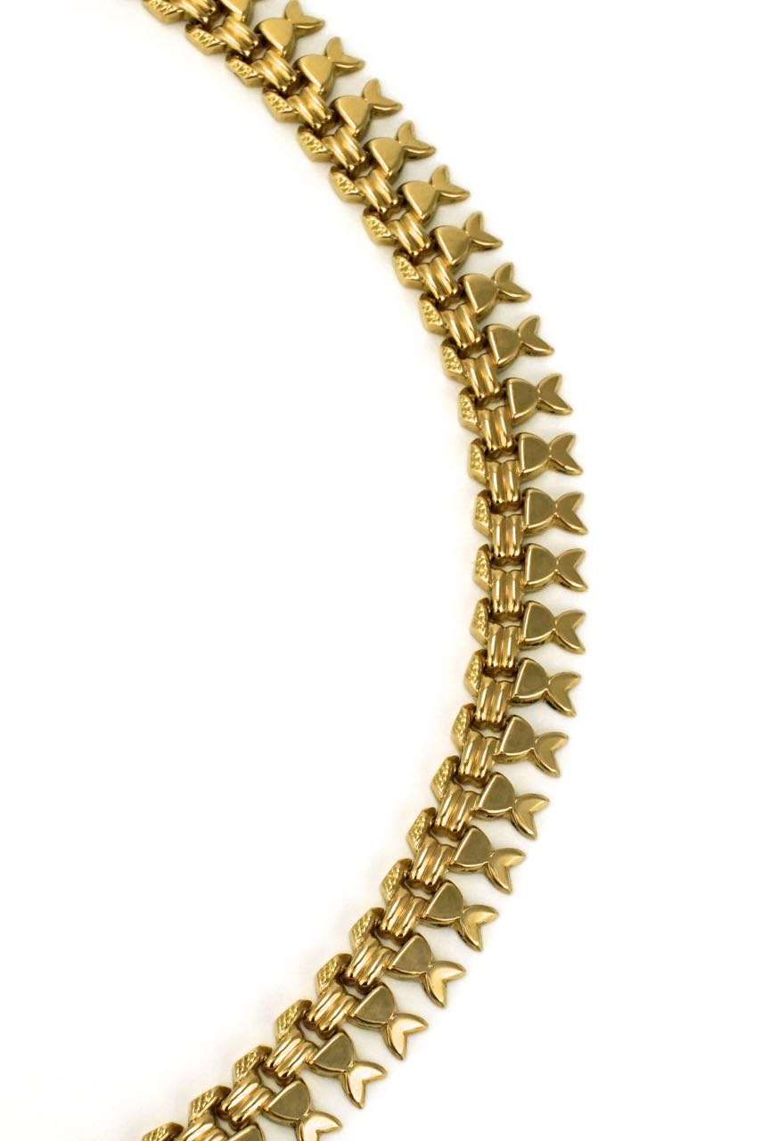 Vintage Italian 18k yellow gold fringe necklace collar 1960s