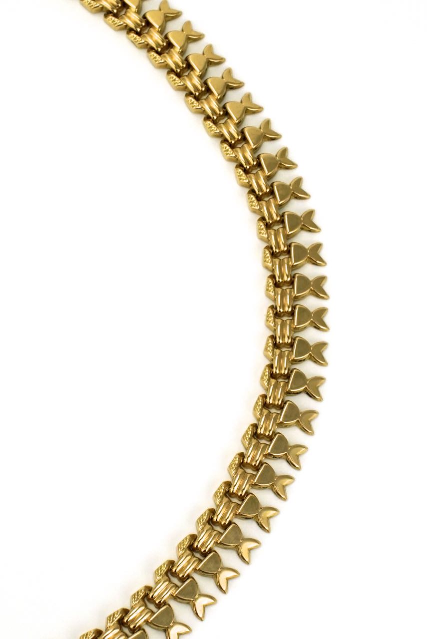 Italian 18k yellow gold fringe style necklace collar 1960s