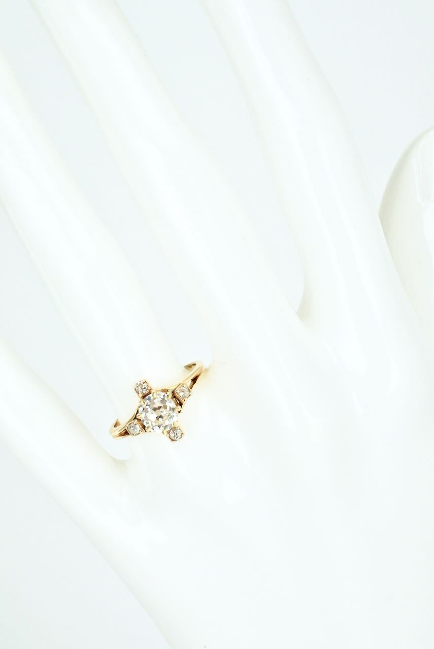 Antique Victorian 18k Yellow Gold Diamond Cluster Ring 1893 England