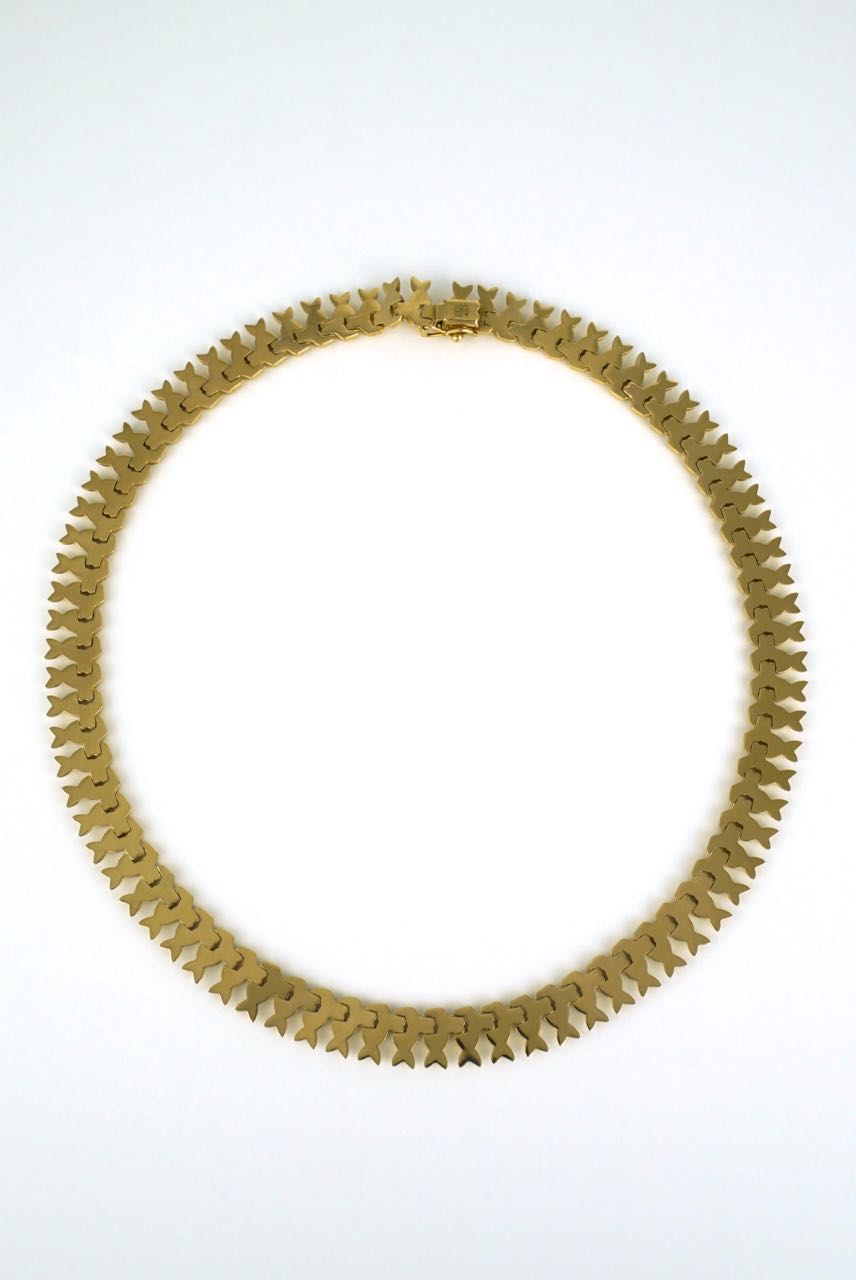 Italian 18k yellow gold fringe style necklace collar 1960s