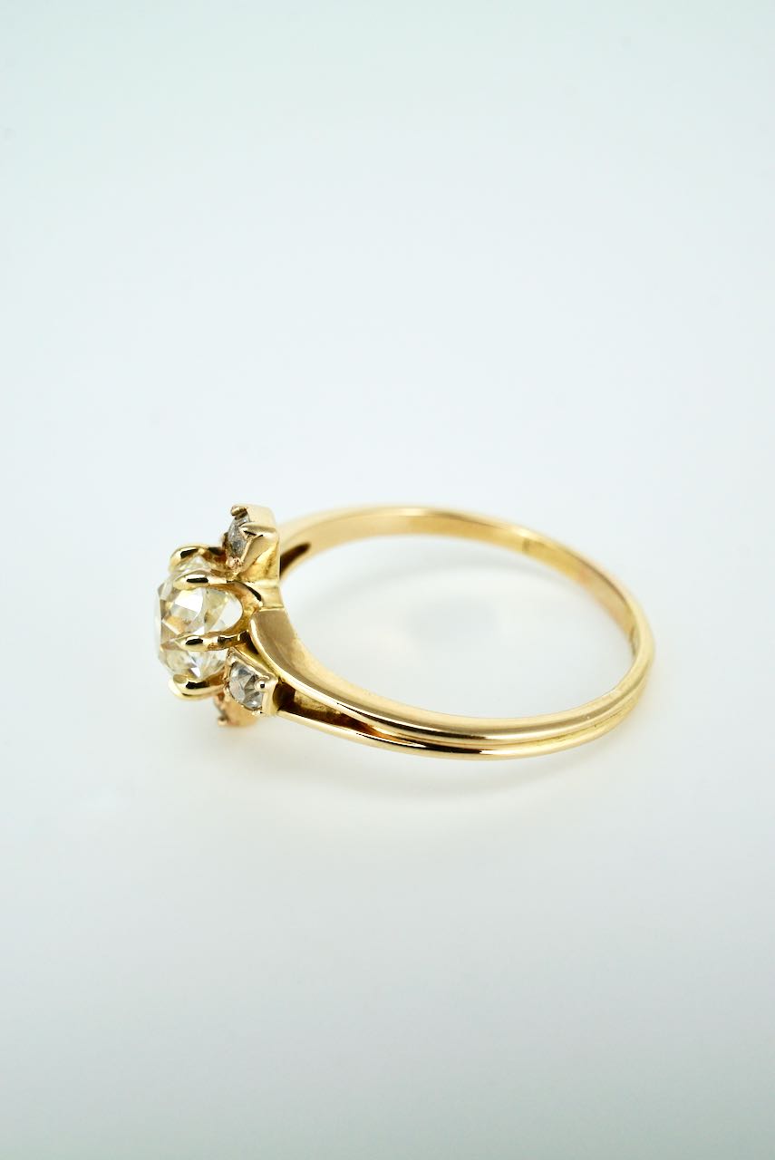 Antique Victorian 18k Yellow Gold Diamond Cluster Ring 1893 England