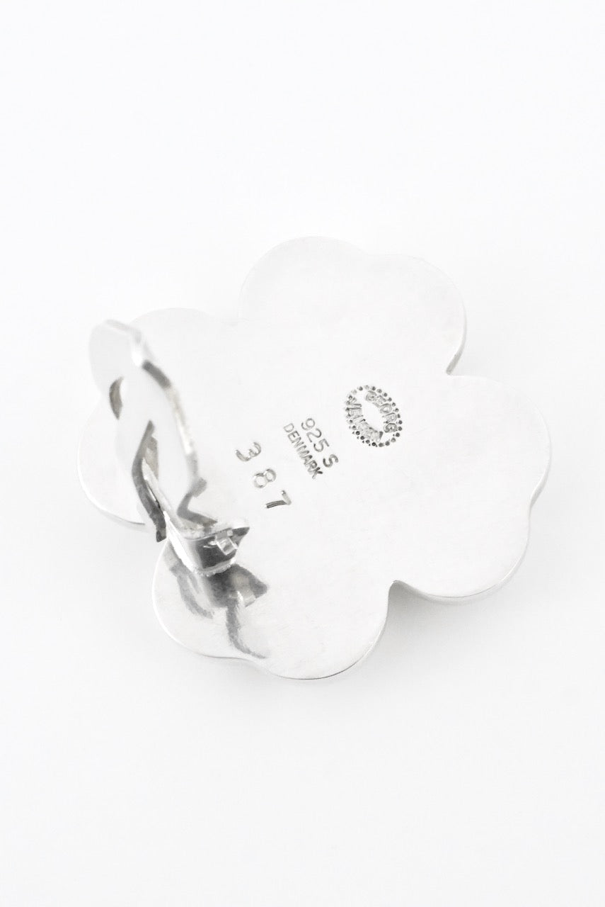 Vintage Georg Jensen Sterling Silver Clover Leaf Clip Earrings - design 387 Kim Naver