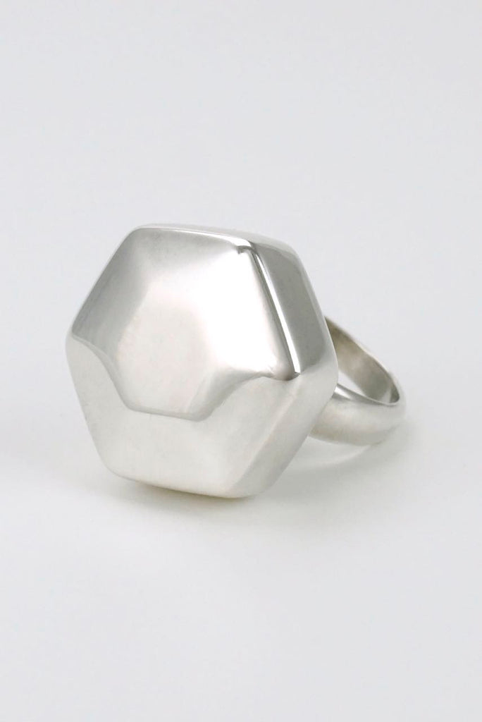 Georg Jensen solid silver six sided ring - design 183 1970s