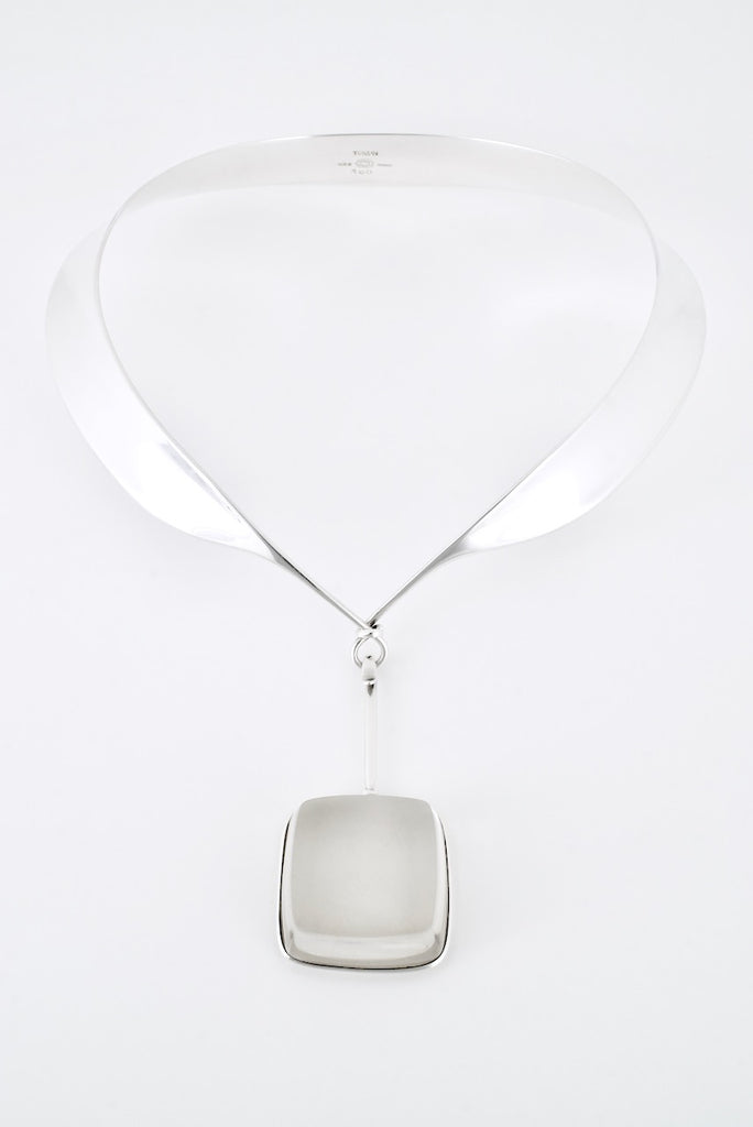 Vintage Georg Jensen Sterling Silver Quartz Neck Ring Necklace Torun 160 132