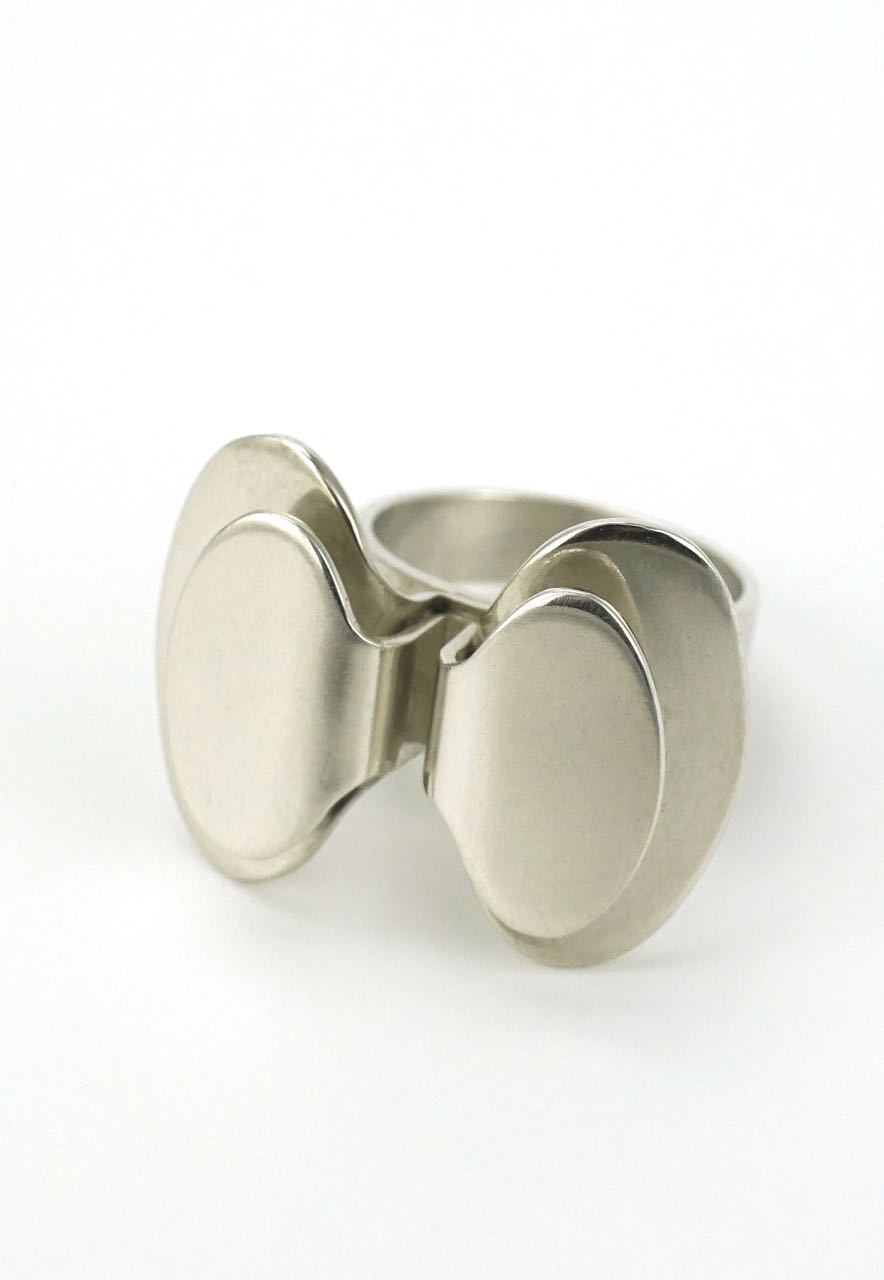 NE From Danish silver modernist butterfly ring 1970s
