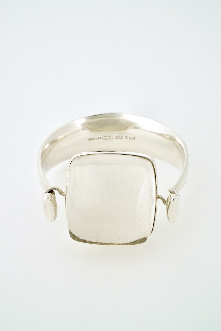 Vintage Georg Jensen Rutilated Quartz Sterling Silver Bangle - Design 203 - Torun