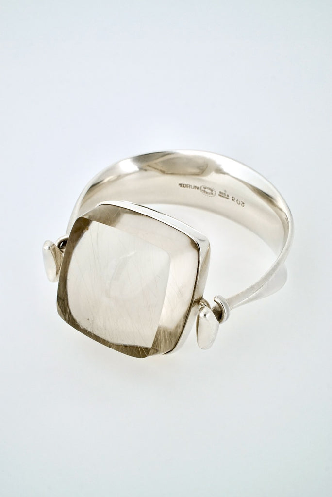 Vintage Georg Jensen Rutilated Quartz Sterling Silver Bangle - Design 203 - Torun