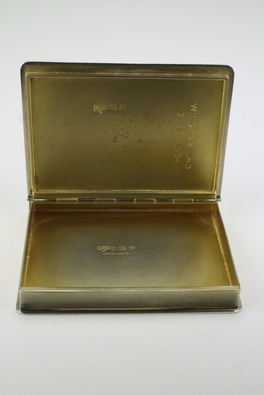 Sterling silver horse racing table box - Mappin and Webb 1930