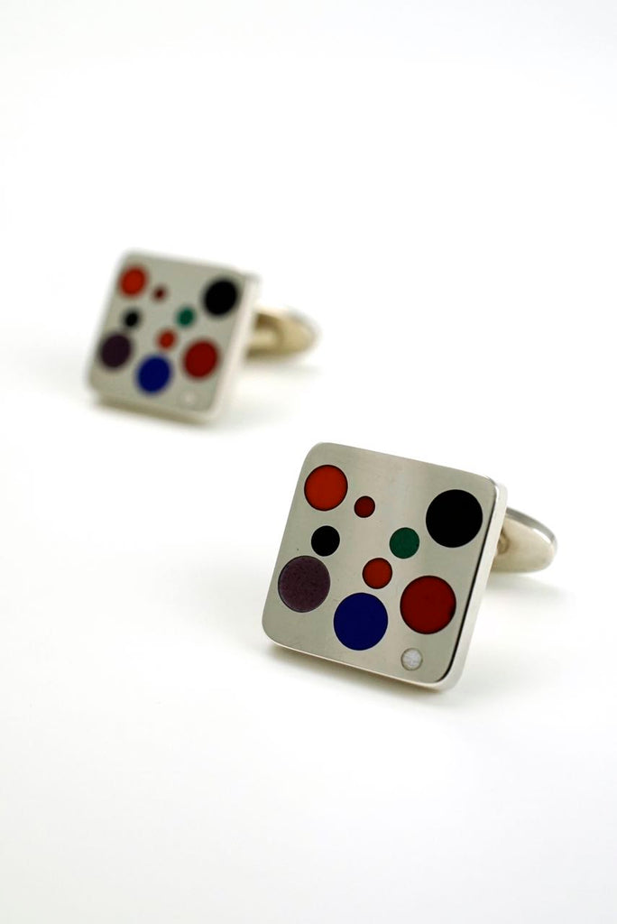 Georg Jensen silver enamel dot "Domino" cufflinks - design 93A