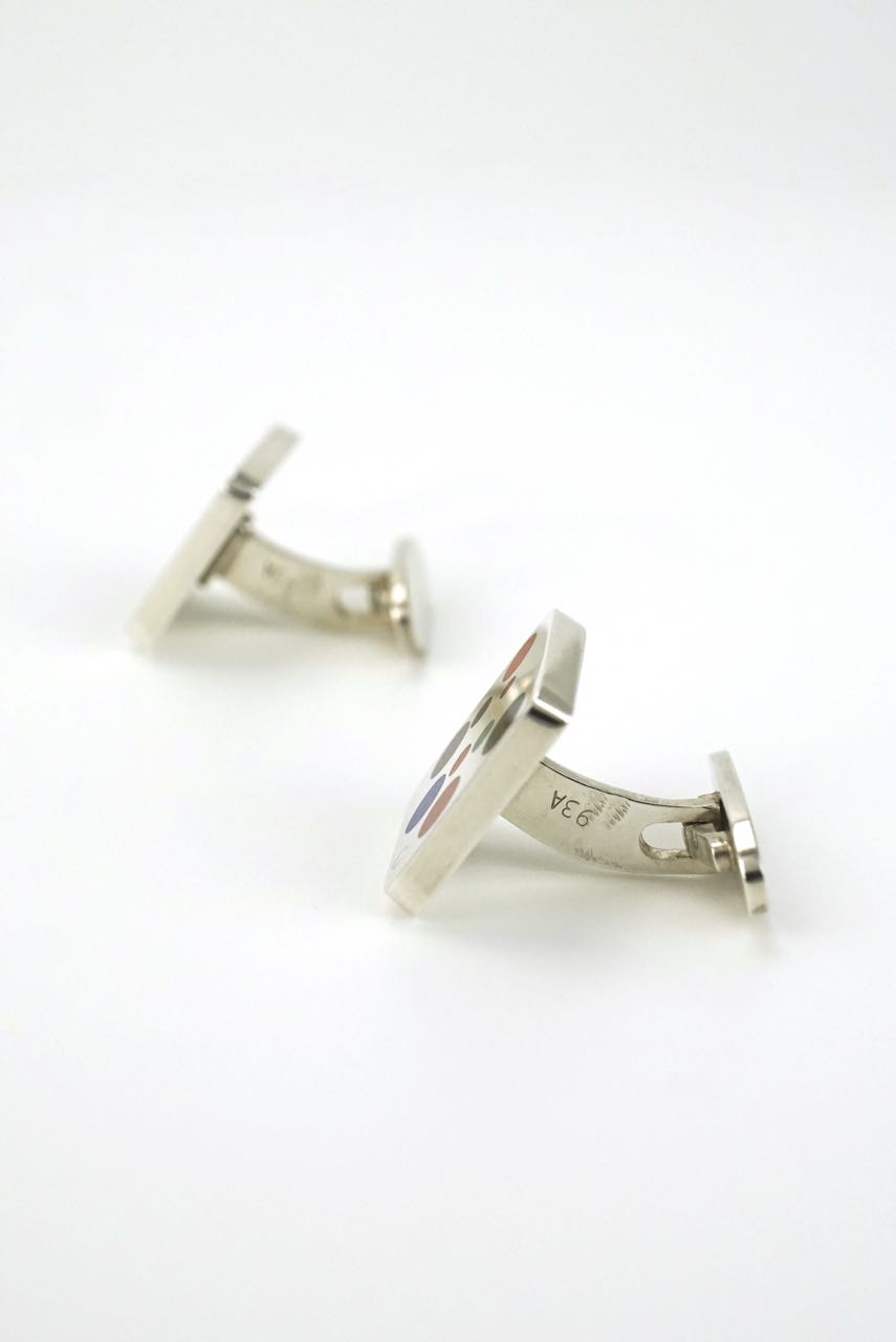 Georg Jensen silver enamel dot "Domino" cufflinks - design 93A