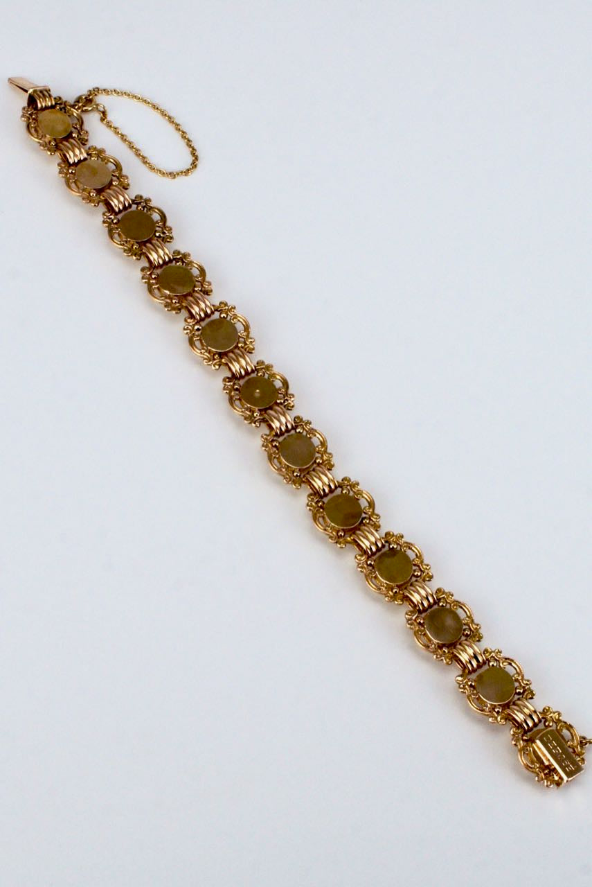 Antique Austrian 14K Yellow Gold Essex Crystal Bracelet