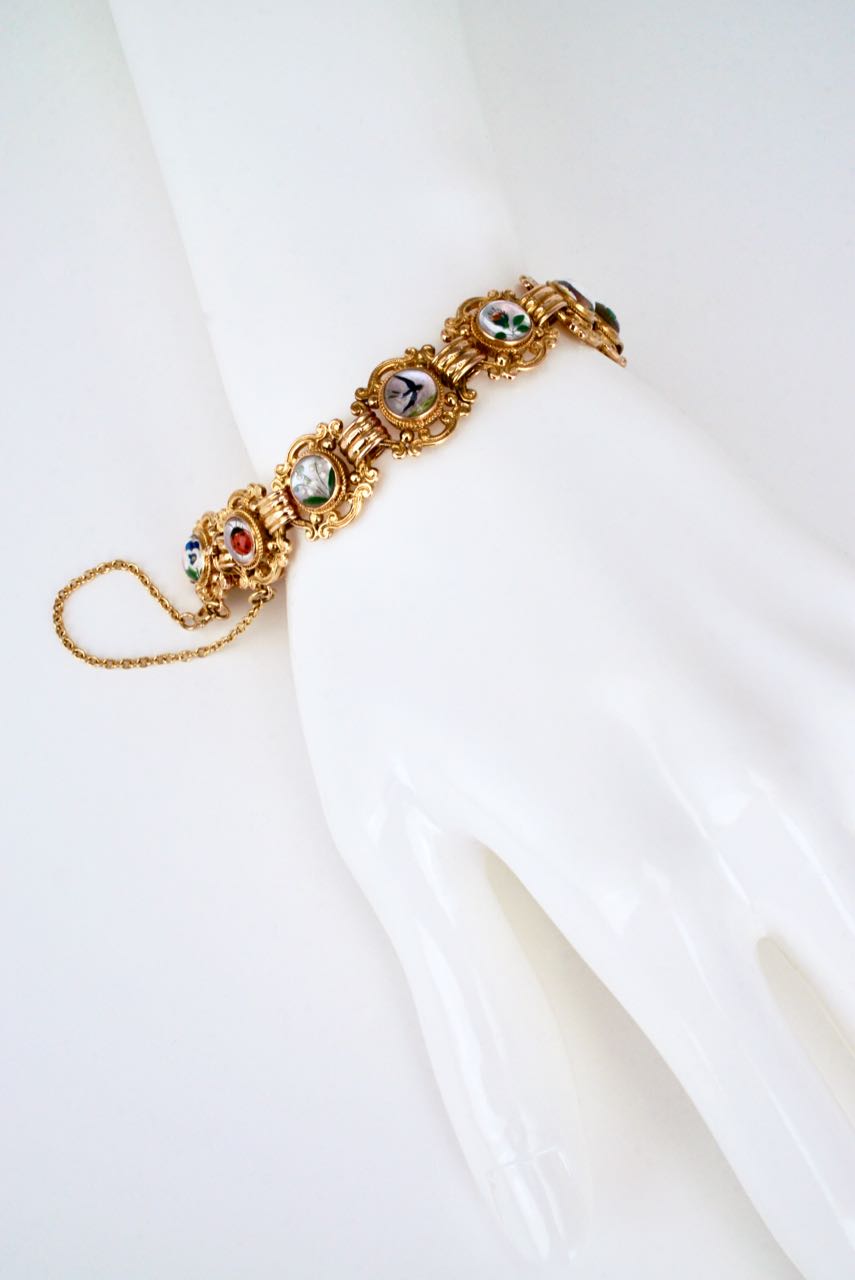Antique Austrian 14K Yellow Gold Essex Crystal Bracelet
