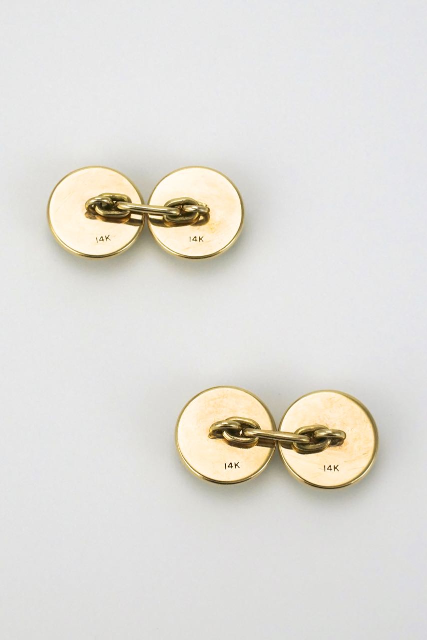 Antique 14k Yellow Gold Essex Crystal Terrier Cufflinks