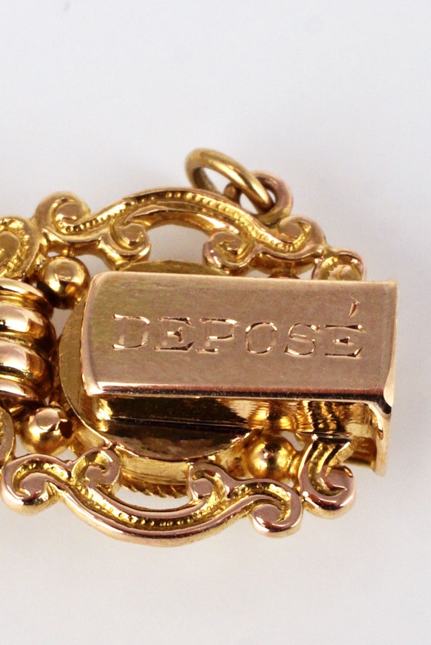 Antique Austrian 14K Yellow Gold Essex Crystal Bracelet